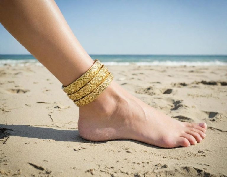 Pulsera Tobillo 3 bandas en oro de gran valor Tobillera, lazada en la playa vas, va y resalta en tus tobillos, guijarros de embarcadero que hasta las olas pelean, secreto de las sirenas
